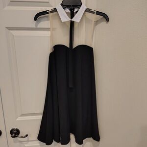 OHS Shift Sheer Collar Bow Retro Black Dress On Tv Pretty Little Liars Sz Med